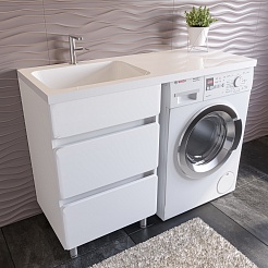 Stella Polare Мебель для ванной Корделия 110 L под стиральную машину белая – фотография-4